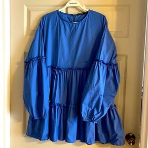 Long Slevee Loose Blue Dress